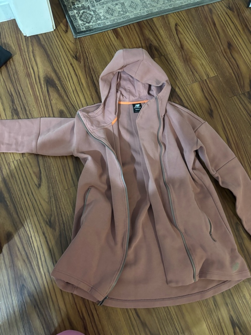 New Balance Women's Rose Dust Hooded Bomber Jacket